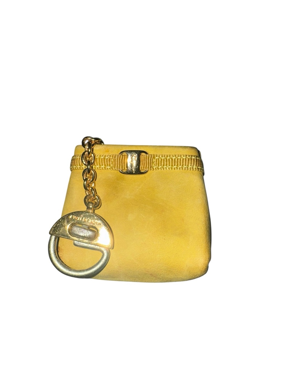 Salvatore Ferragamo
Suede Mini Pouch Keychain / Bag
Charm in Yellow with Gold